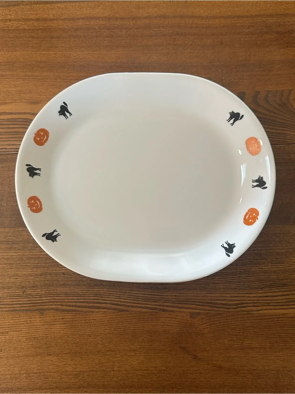 Corelle Halloween cats & pumpkins oval serving platter plate 12” x 10”